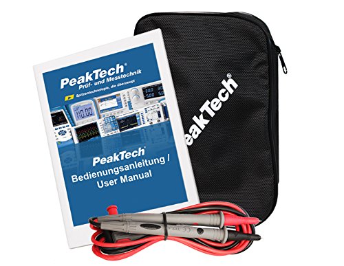 PeakTech 1075 - Multímetro Digital NCV Cat III con Pantalla LCD, Probador de Batería, Multímetro de Mano, Medición de Corriente, Probador de Continuidad, Voltímetro - Máx.600 V