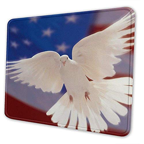Pearl Bertie Alfombrilla Lavable para Mouse - Alfombrilla Antideslizante para Juegos con Bandera Estadounidense Dove - Alfombrilla de Goma Rectangular para computadora/computadora portátil