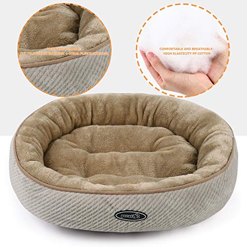 Pecute Cama de Gatos y Perros Pequeños Redonda y Cálida 55cm de Diámetro Cama para Mascotas Cojín de Gato Lavable de la Cama Lecho Ovalado de Cueva de Anidación Adecuado