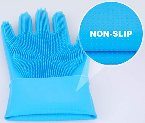 Pecute Guante para Mascotas Guantes de Silicona Mágicos Baño y Masaje para Perros Gato, Fácil de Hacer Espuma, con Cepillo Reutilizable para Lavar Platos Limpieza de la Cocina Hogar Coche Baño