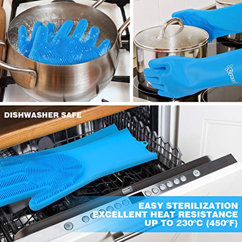 Pecute Guante para Mascotas Guantes de Silicona Mágicos Baño y Masaje para Perros Gato, Fácil de Hacer Espuma, con Cepillo Reutilizable para Lavar Platos Limpieza de la Cocina Hogar Coche Baño