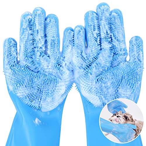 Pecute Guante para Mascotas Guantes de Silicona Mágicos Baño y Masaje para Perros Gato, Fácil de Hacer Espuma, con Cepillo Reutilizable para Lavar Platos Limpieza de la Cocina Hogar Coche Baño