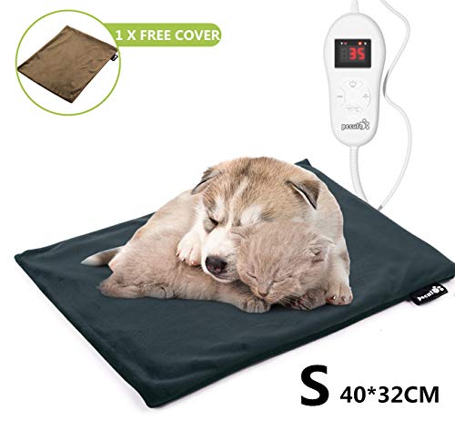 Pecute Manta Electrica Gato, Manta Termica para Gato 5 Ajustes de Temperatura y 2 Cubiertas de Franela, Incombustible,Impermeable, Antichoque (S 40 * 32cm)