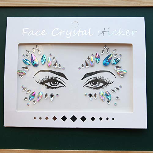 Pegatinas Cara Joyas 6 piezas Gemas de la Cara Face Cristales Tatuajes Temporales Falso para Ojos Cara Festival de Fiestas Decoración