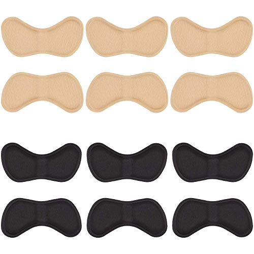 Pegatinas de Talón Almohadilla de Talón Plantillas de Talón para Mejorar Ajuste y Comodidad (3 Negro y 3 Beige)