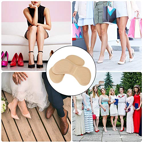 Pegatinas de Talón Almohadilla de Talón Plantillas de Talón para Mejorar Ajuste y Comodidad (3 Negro y 3 Beige)