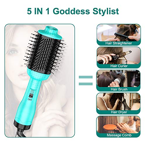 Peine de aire caliente,Cepillo Secador, Set de peine estilo secador de pelo y voluminizador de un paso 5 en 1 Secador de Pelo Iónico Negativos, Multifunción Secador de Pelo Peine