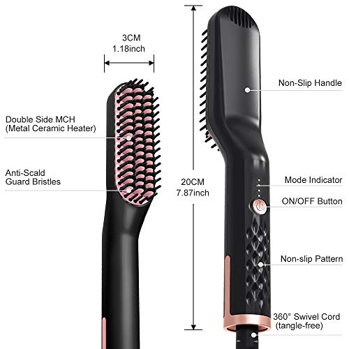Peine Eléctrico para Barba/Alisador de Pelo Plancha de Pelo Barba Flequillo para Los hombres Peine alisador barba alisar funciona fijador peinar Rizador de pelo Multifuncional