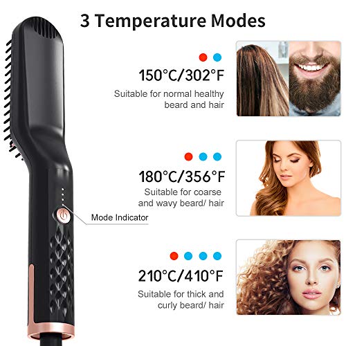 Peine Eléctrico para Barba/Alisador de Pelo Plancha de Pelo Barba Flequillo para Los hombres Peine alisador barba alisar funciona fijador peinar Rizador de pelo Multifuncional