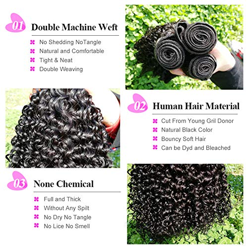 pelo humano rizado natural pelo humano brasileño cabello virgen brasileño extensiones de cabello color negro natural total 300g (100 +/-5g)/ pc 8 10 12 pulgadas