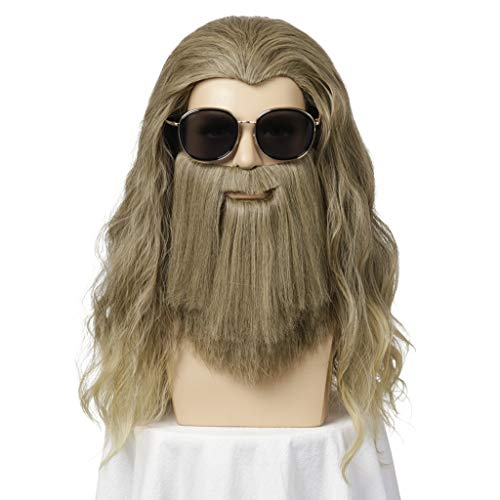 Peluca Masculino, Química De Fibra Peluca Tocados, Vacaciones Fiesta De Halloween Se Visten Con La Barba Peluca Thor (Sin Gafas)