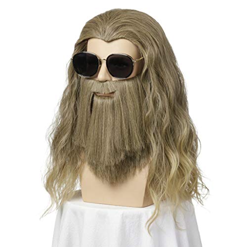 Peluca Masculino, Química De Fibra Peluca Tocados, Vacaciones Fiesta De Halloween Se Visten Con La Barba Peluca Thor (Sin Gafas)