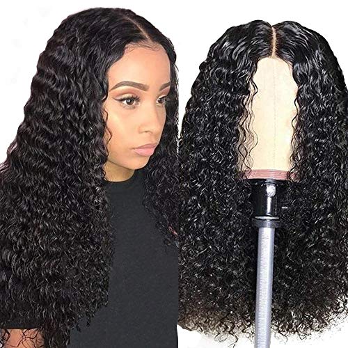 Pelucas parte media lace front wigs curly pelucas mujer pelo natural humano largo peluca rizada 100% mujer onduladas pelucas de pelo humano remy 150% densidad 18 inch