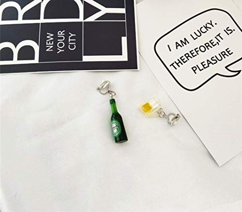 Pendiente de botella de cerveza mini único Pendientes de resina asimétrica para mujer Pendientes de gancho para niña Regalo especial