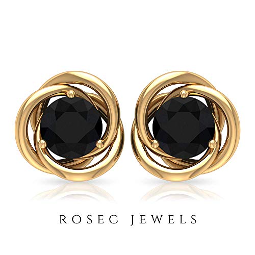 Pendiente de diamante negro certificado SGL, solitario, para mujer, clásico, chapado en oro, vintage, para novia, 18K Oro amarillo, Par