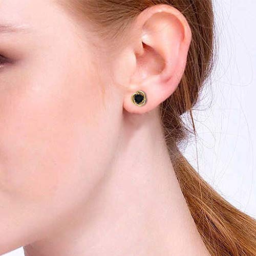 Pendiente de diamante negro certificado SGL, solitario, para mujer, clásico, chapado en oro, vintage, para novia, 18K Oro amarillo, Par