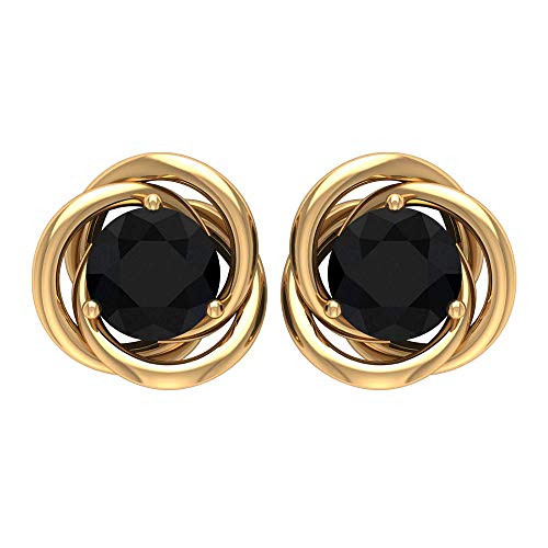 Pendiente de diamante negro certificado SGL, solitario, para mujer, clásico, chapado en oro, vintage, para novia, 18K Oro amarillo, Par