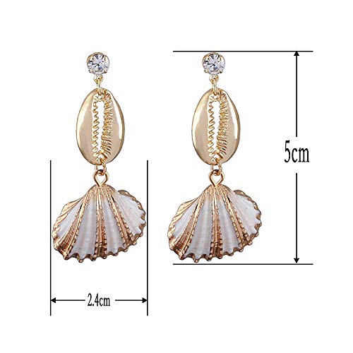 Pendientes de concha para mujer, de color dorado, modernos, con carcasa de metal, estilo vaquero, 2019