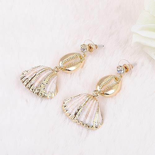 Pendientes de concha para mujer, de color dorado, modernos, con carcasa de metal, estilo vaquero, 2019