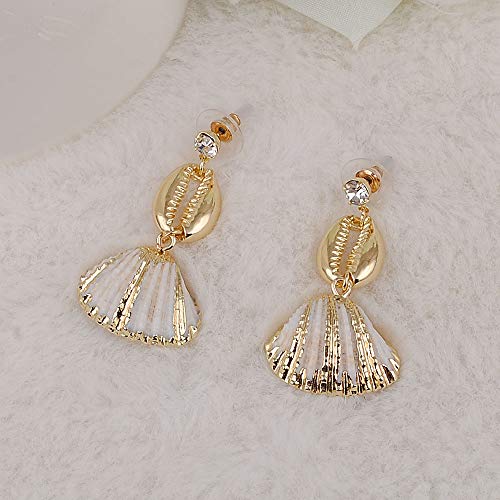 Pendientes de concha para mujer, de color dorado, modernos, con carcasa de metal, estilo vaquero, 2019
