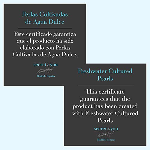 Pendientes de Mujer de Perlas Cultivadas de Agua Dulce tipo Gota de Agua de 7-8 mm Blancas con Tres Circonitas SECRET & YOU - Pendientes de Plata de Ley Rodiada de 925 milésimas