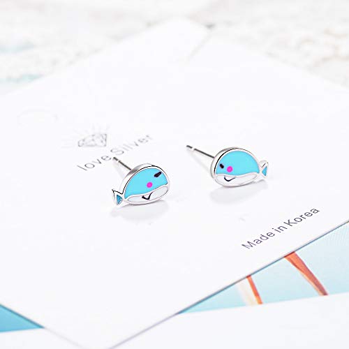 Pendientes de resina epoxi con forma de pez azul de buena calidad, pequeños pendientes de plata de moda, accesorios de joyería para mujeres y niñas