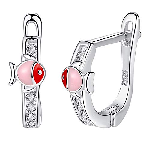 Pendientes de tuerca de plata de ley 925 con esmalte rojo y cristal para joyas, diseño de mariquita y mariquita