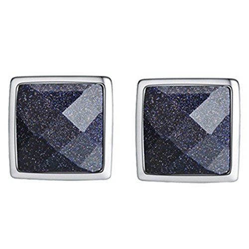 Pendientes unisex chapados en plata de ley con ágata negra y ónix negro, cuadrado, rombic, color morado