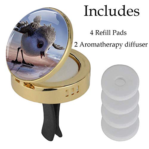 Pequeña ave Difusor De Aceites Esenciales De Aromaterapia Para Automóviles 2 Piezas De Desodorante De Aire Fresco Con Clips De Ventilación Y Recargas 34x46.5mm