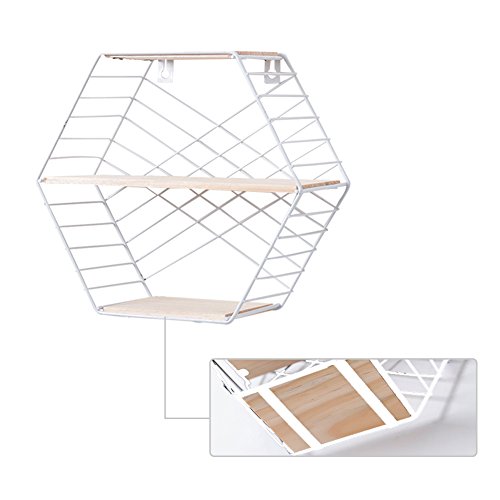 per Estanterías de Pared Decorativos Metálicas Estanes Pared de Salón y Habitación Creativo del Estilo Sencillo y de Moda (Blanco)