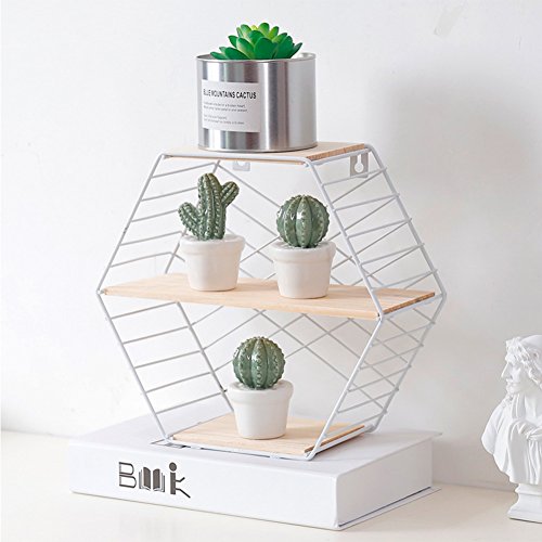 per Estanterías de Pared Decorativos Metálicas Estanes Pared de Salón y Habitación Creativo del Estilo Sencillo y de Moda (Blanco)