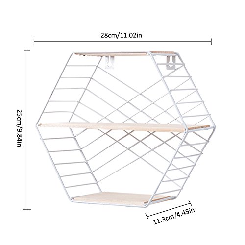 per Estanterías de Pared Decorativos Metálicas Estanes Pared de Salón y Habitación Creativo del Estilo Sencillo y de Moda (Blanco)