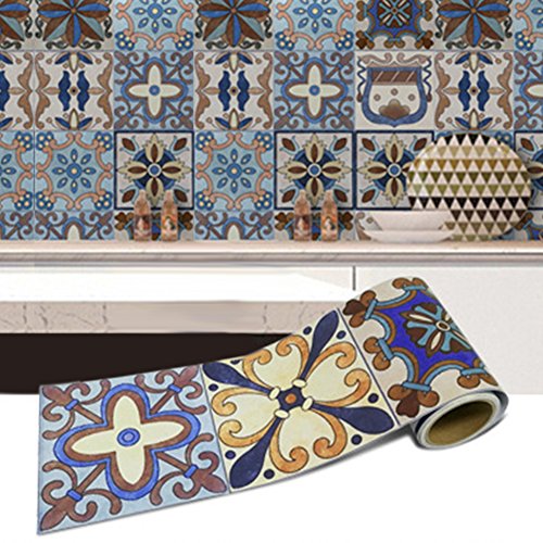 Per Pegatinas Decorativos Pared Adhesivos de Azulejos de Baño Resiste Agua Papel Pintado Pared Decorativo 20x500cm (A:001)