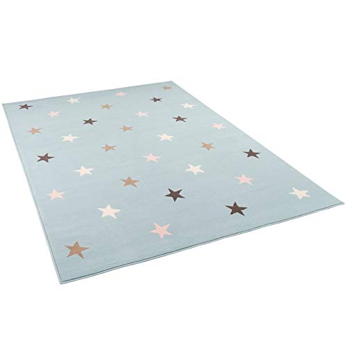 Pergamon Trendline - Alfombra para niños y jóvenes - Estrellas - Azul Mixta - 5 tamaños