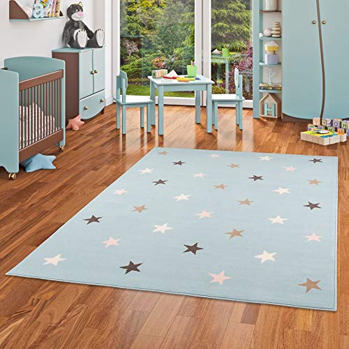 Pergamon Trendline - Alfombra para niños y jóvenes - Estrellas - Azul Mixta - 5 tamaños