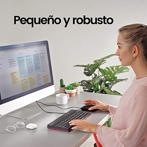 Perixx PERIDUO-212 Teclado y ratón pequeños con Cable, 12 Teclas Multimedia, Negro, Configuración Española