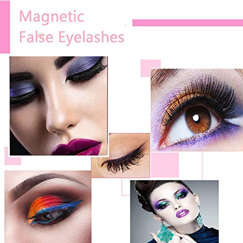 Pestañas Magnéticas Pestañas Postizas Naturales 3D reutilizables doble imán falso Pestañas hecho a mano ultraligero y duradero (2 Pares/4 Piezas) (28mm)
