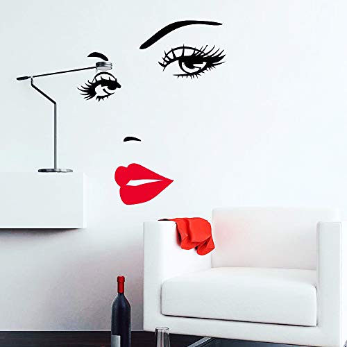 Pestañas y cejas Ojos Brillo labial Boca Etiqueta de la pared Maquillaje de moda mujer Vinilo DIY Calcomanías para niñas Dormitorio Salón de belleza Decoración del salón