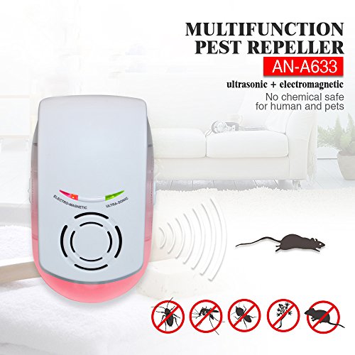 PestExpel repelente de plagas enchufe en ultrasonidos control electrónico de plagas rata ratón ratones araña insecto disuasivo Enchufe de 2 pines