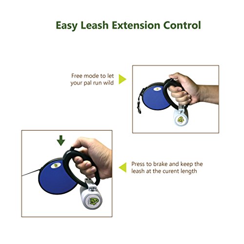 PET MAGASIN Correa Extensible para Perros – para Mayor Seguridad, se traba o se Suelta con un Solo botón, de Alta Resistencia, no se enreda, para Mascotas de hasta 18 kg, Azul Oscuro