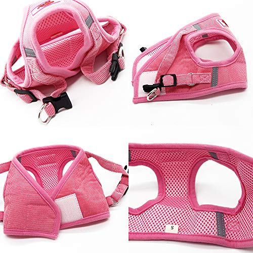 PET SPPTIES Tela de Malla Chaleco para Perros Arnés Suave Ajustable cómodo para Cachorros, Perros Pequeños y Gatos PS042 (S, Pink)