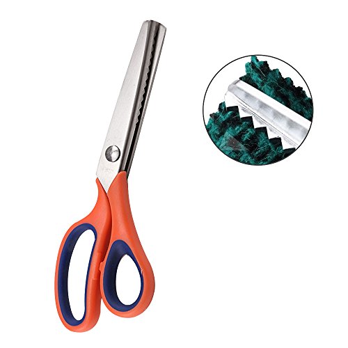 PetHot Tijeras dentadas con Corte en zig Zag para confección y artesanía, Tijeras Costura, Tijeras para Tela, con Mango Suave (Naranja)