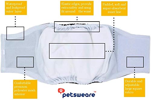 Petsweare - Pañales para perros (3 unidades)