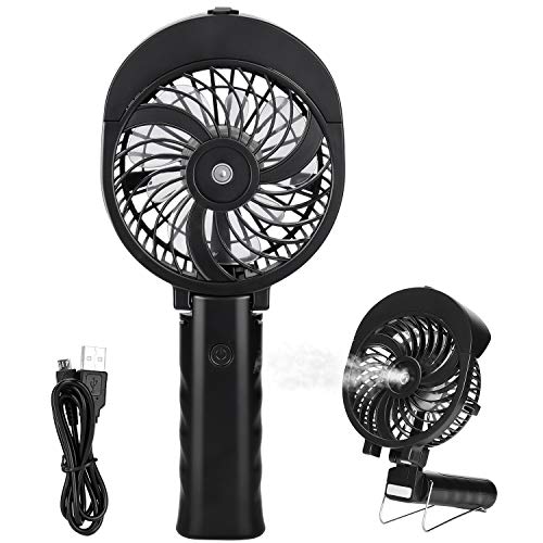 PEYOU Ventilador de Mano, Ventilador Portátil de Agua, Ventilador USB Recargable, 3 Velocidad y 2 Modos de Rociado/Tiempo de Trabajo 2-10H, Mini Ventilador Plegable para Viajes,Oficina y Hogar