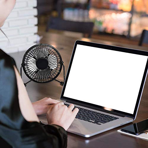 PEYOU Ventilador USB, Mini Ventilador Silencioso Portátil, Ventilador Mesa de Metal, Potente Ventilador de Refrigeración Ordenador, Ruido Bajo, para Portátil PC Hogar Oficina o Viaje - Negro