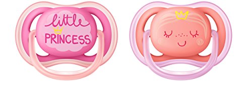 Philips Avent SCF343/22 - Pack con 2 chupetes Ultra Air decorados, de 6 a 18 meses, niña, color coral y rosa