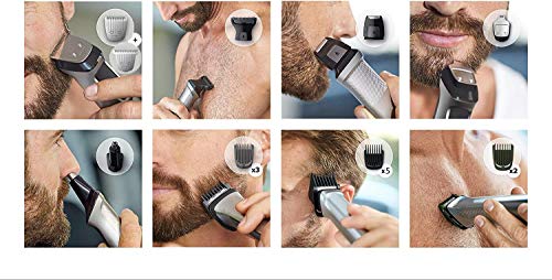 Philips Barbero MG7720/15 Recortador de barba y pelo, óptima precisión, 14 en 1 tecnología Dualcut, autonomía de 120 minutos, batería, Negro/Plata