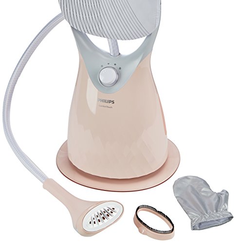 Philips ComfortTouch GC552/40 Plancha Vertical con Cepillo de Vapor, Cabezal oscilante, Percha Integrada, 1800 W, 1.8 litros, Color Rosa y Blanco