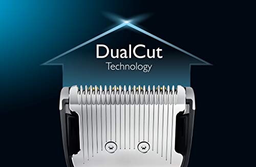 Philips HC9450/20 - Cortapelos con cuchillas de titanio, 3 peines-guía motorizados, con interfaz de cambio digital, soporte de carga y funda, negro, ac / batería