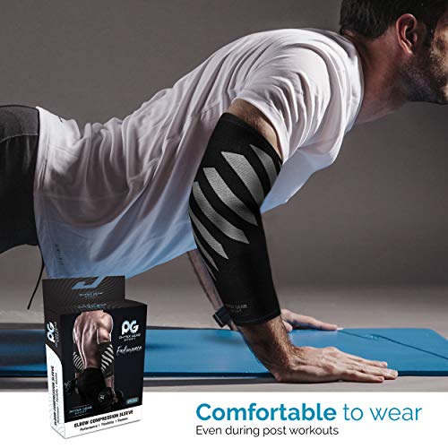 Physix Gear Sport Coderas Deportivas de Neopreno, Las Mejores Coderas epicondilitis para Hombre y Mujer, Coderas para tendinitis, Codo Golfista y Codo tenista, 1 Pack, S, Azul/Negro